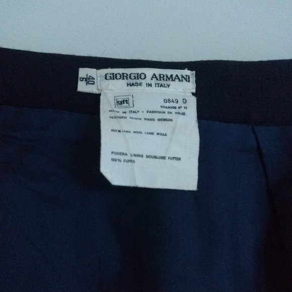 Vintage Giorgio Armani Midi Navy Wrap Skirt - Picture 3 of 6
